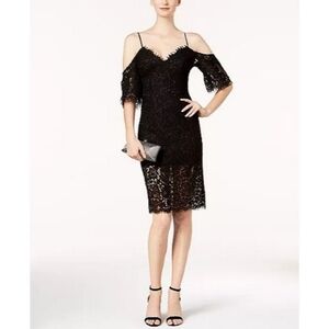 Bardot Black Lace Off Shoulder Lingerie Inspired Sheath Dress